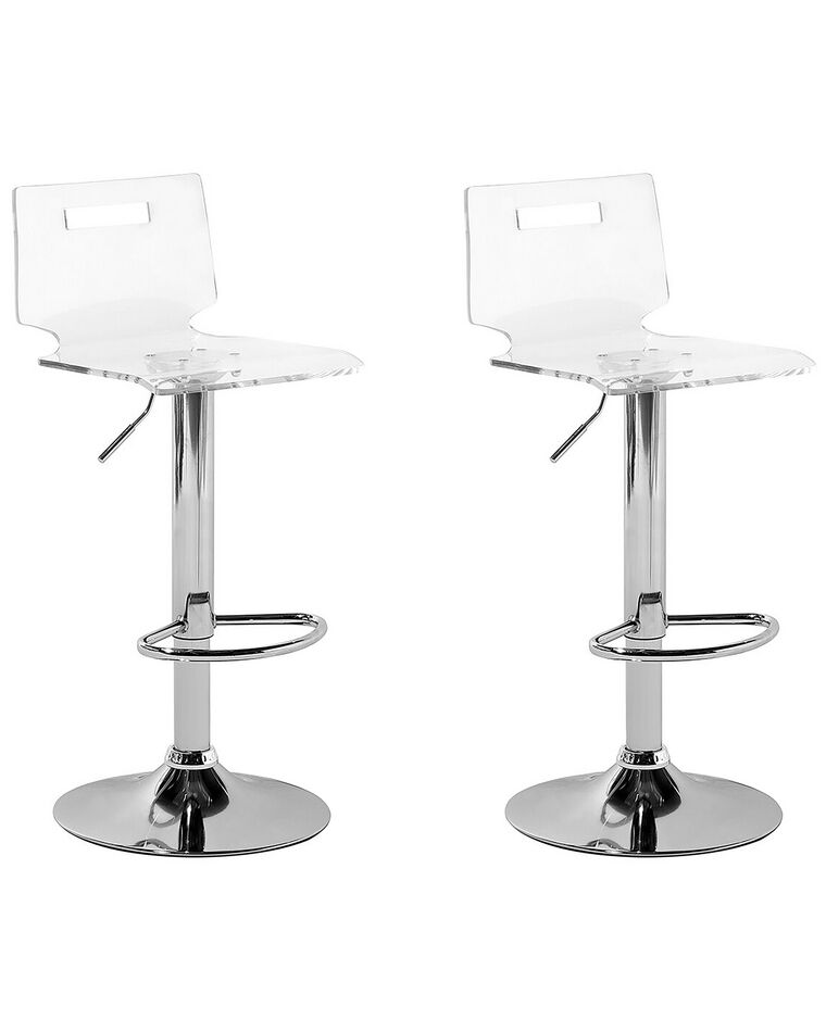 Conjunto de 2 taburetes de bar en blanco transparente
