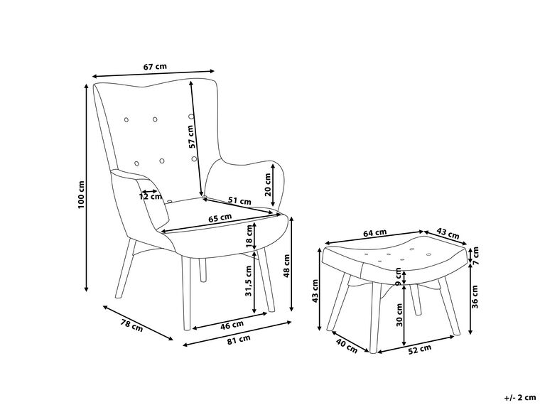 Sillón tapizado con reposapiés