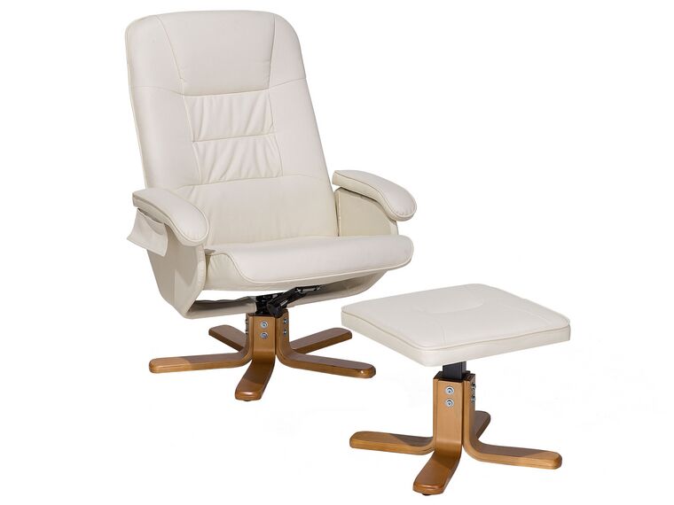 Sillón de masaje de piel sintética beige crema