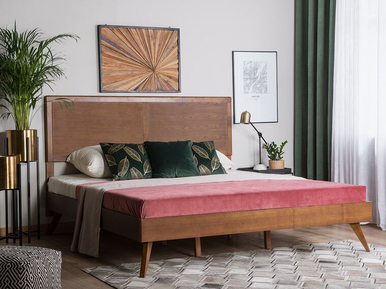 Cama con somier madera oscura 180 x 200 cm