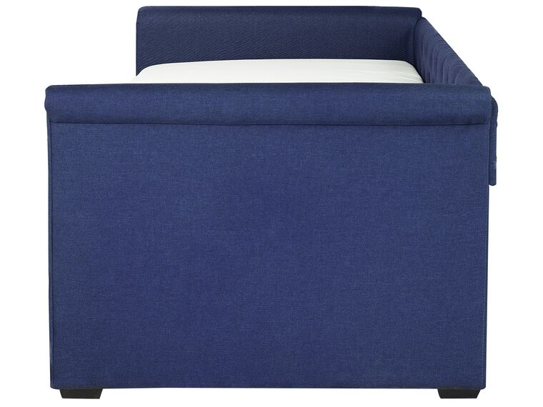 Cama con somier de poliéster azul marino