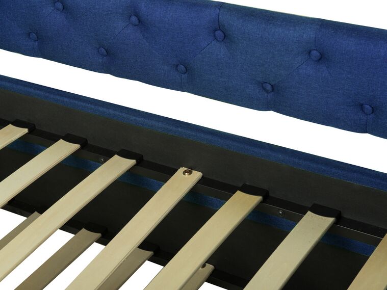 Cama con somier de poliéster azul marino