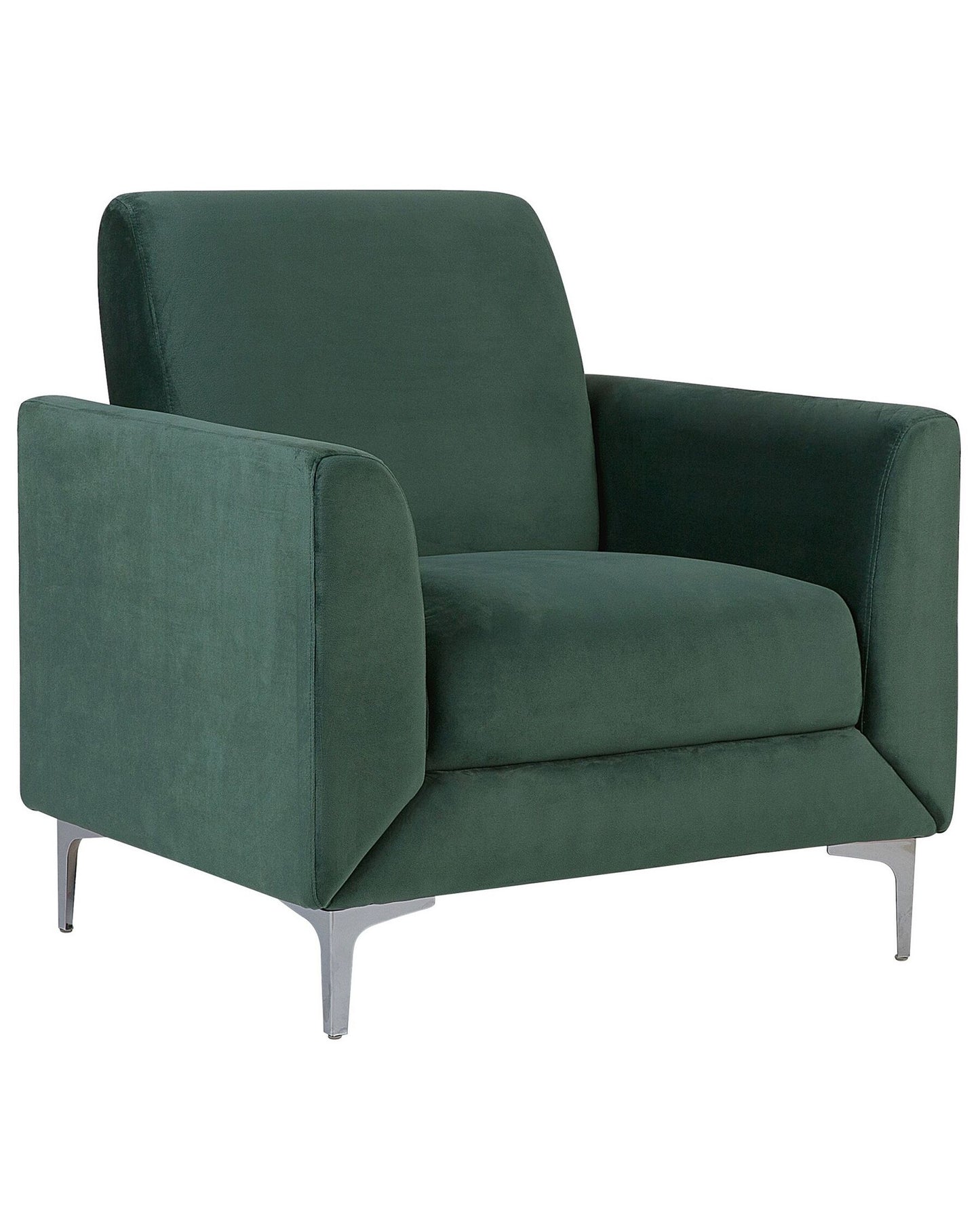 Sillón de Terciopelo Plateado y Verde