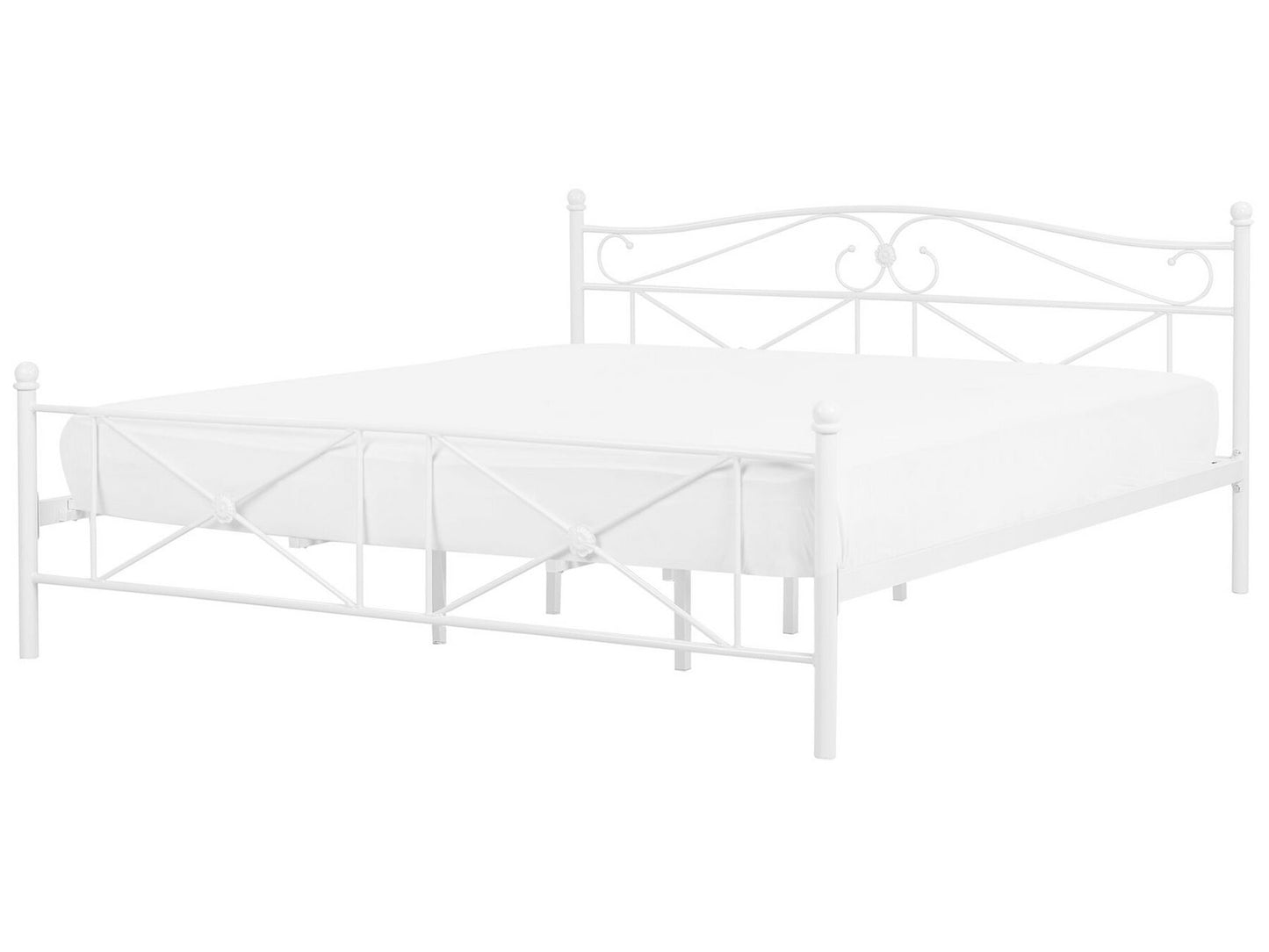 Cama con somier de metal blanco 180 x 200 cm