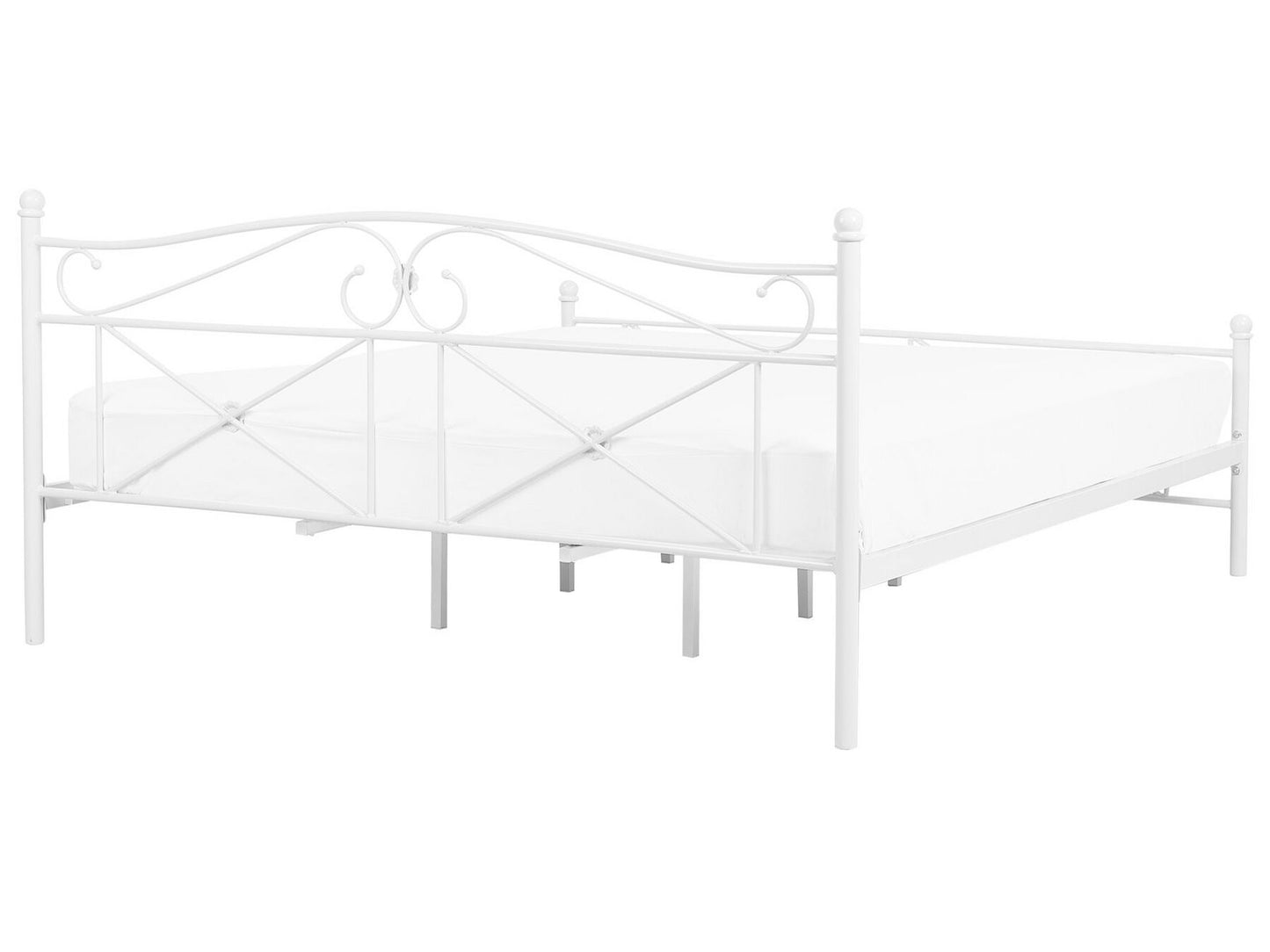 Cama con somier de metal blanco 180 x 200 cm