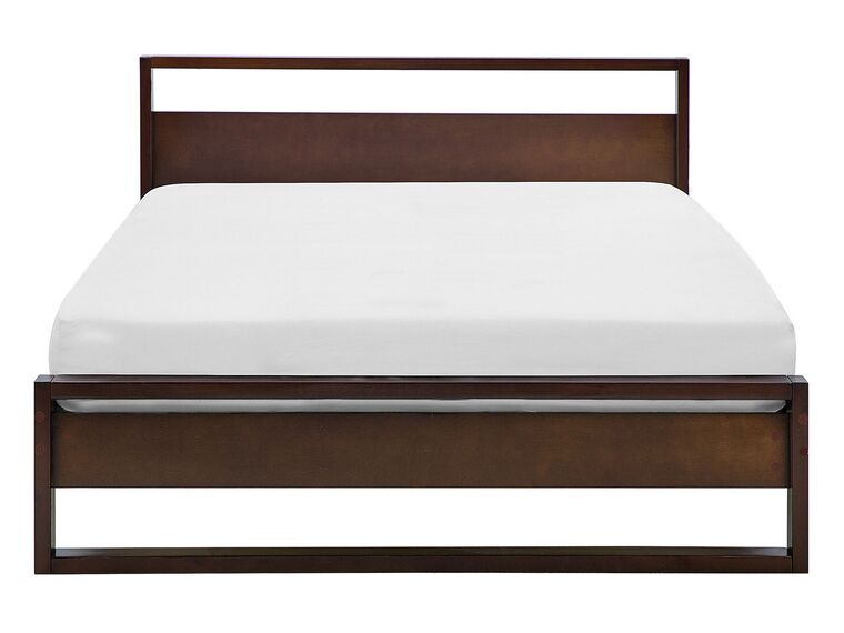 Cama con somier de madera pino oscura 140 x 200 cm