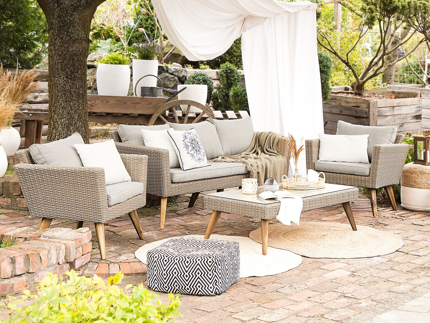 Conjunto de jardín Ratán sintético Gris