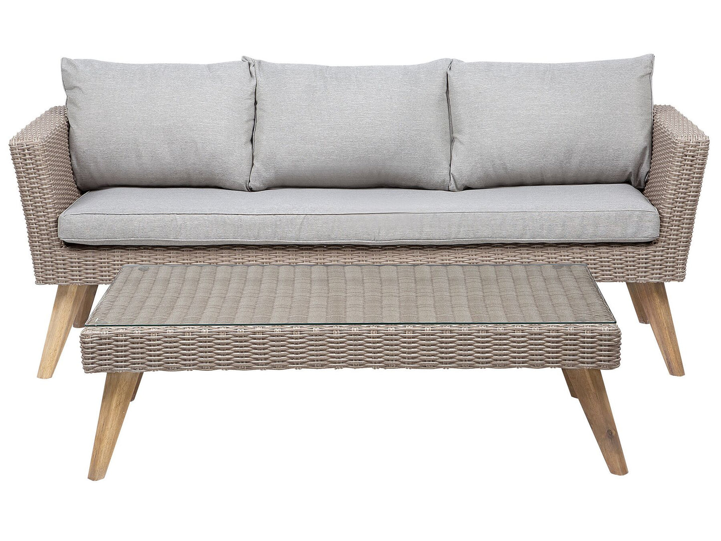 Conjunto de jardín Ratán sintético Gris