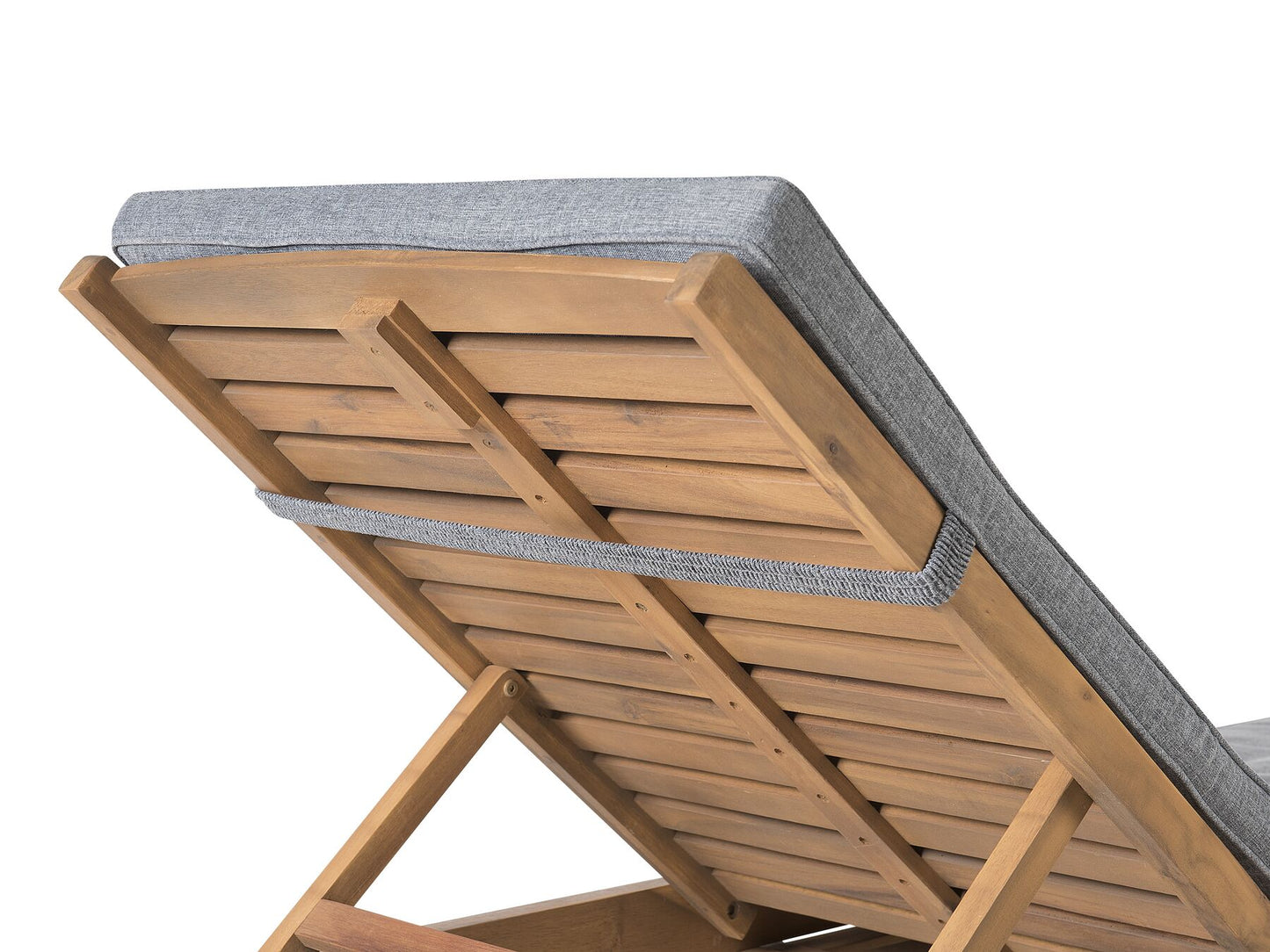 Tumbona de jardín madera con cojín gris