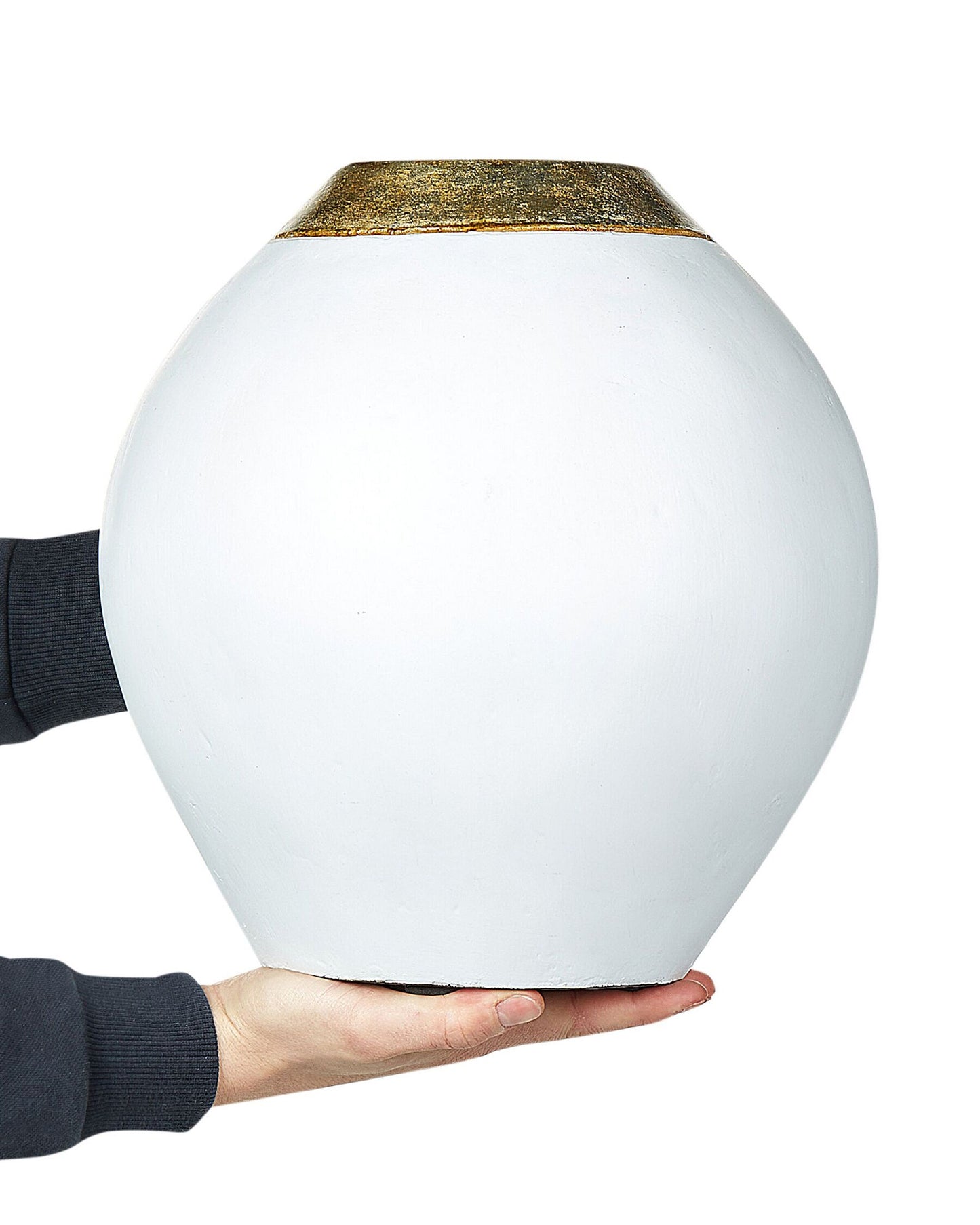 Jarrón decorativo de terracota blanco/dorado 31 cm