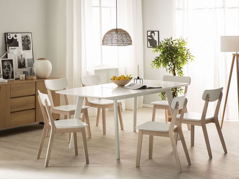 Mesa de comedor extensible blanca 150/195 x 90 cm