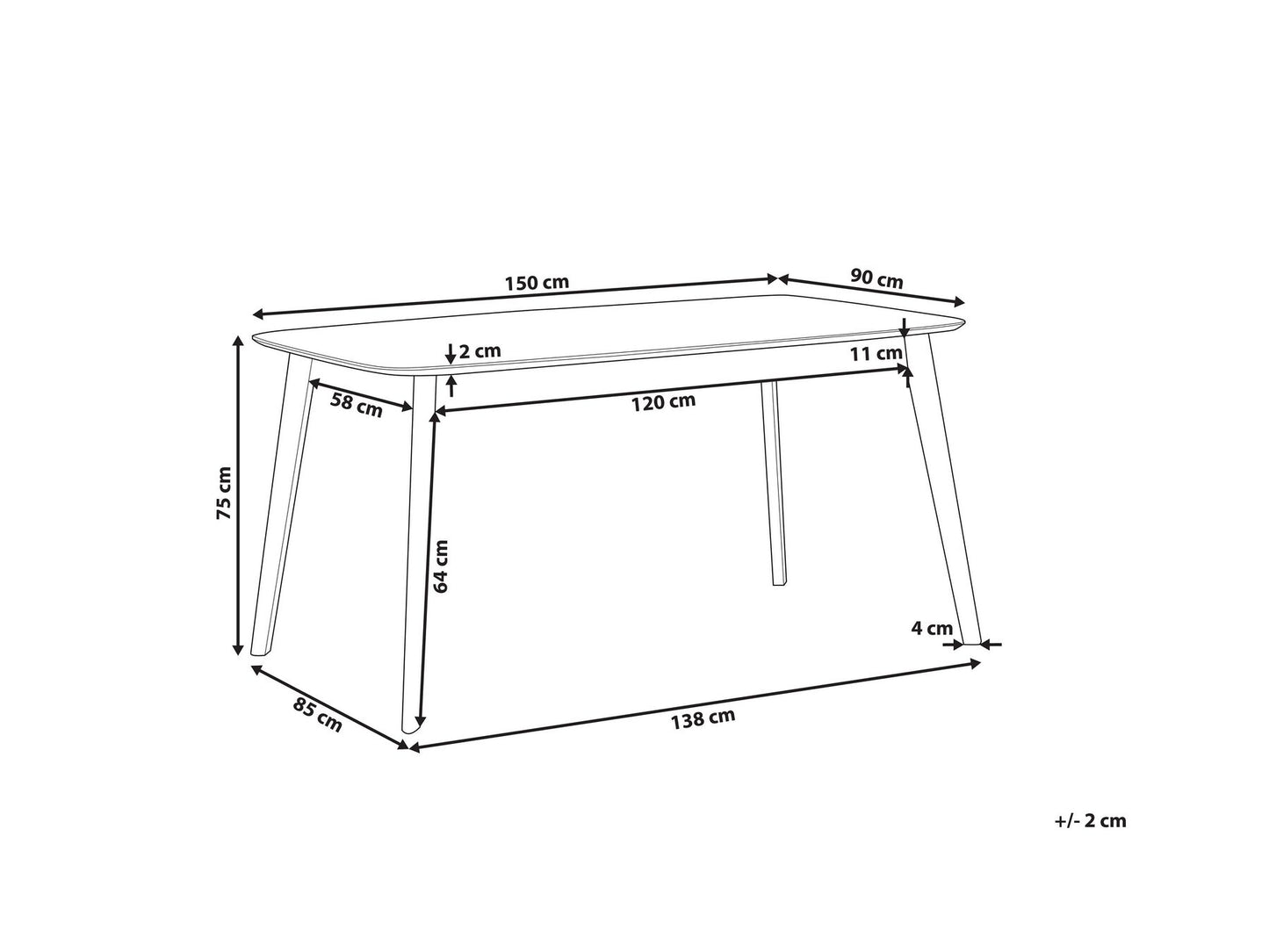Mesa de comedor madera oscura 150 x 90 cm