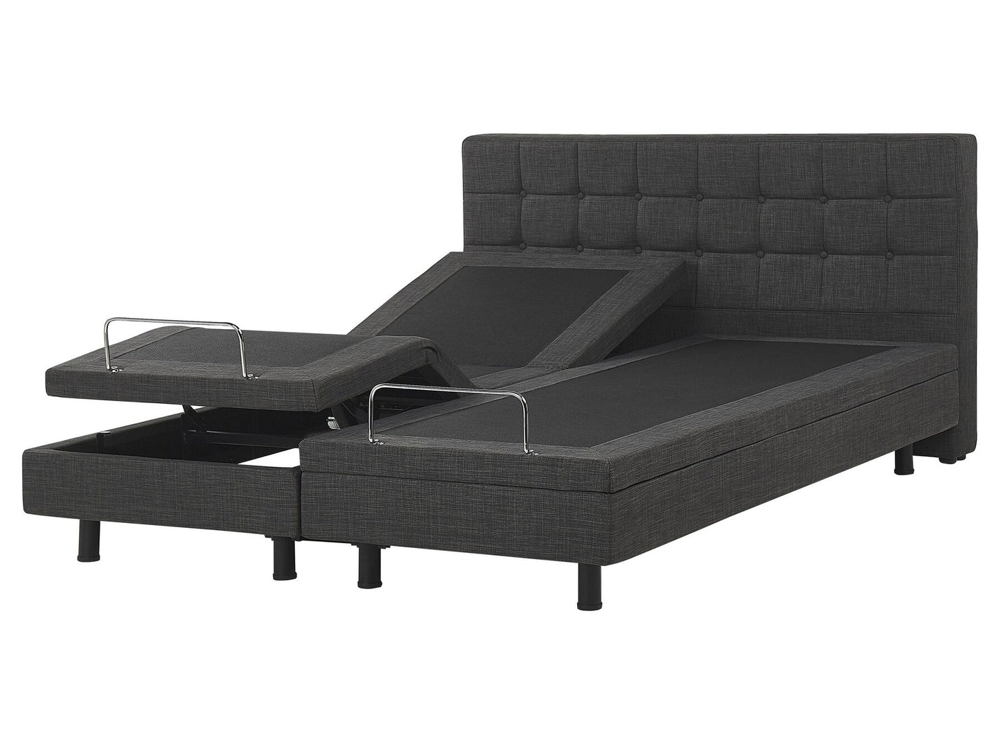 Cama articulada eléctrica de poliéster gris oscuro 160 x 200 cm