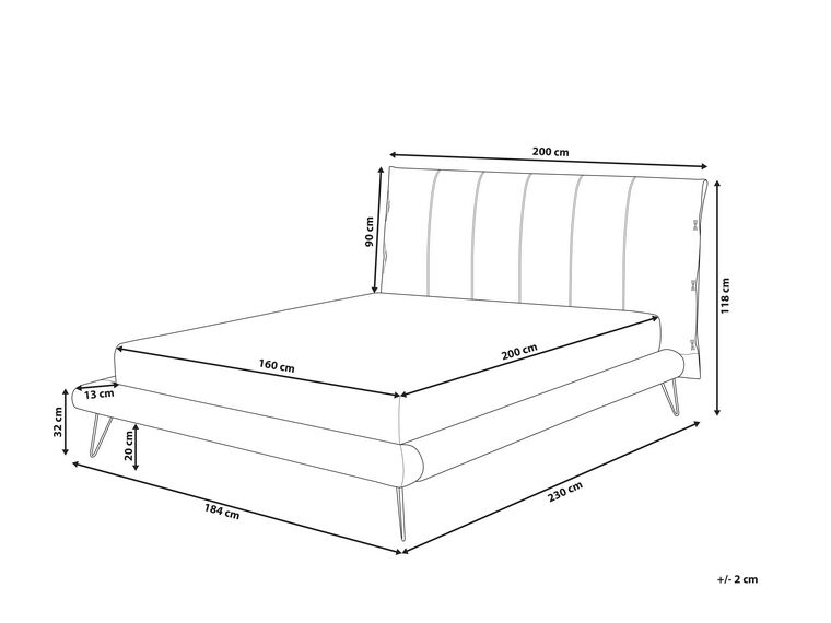 Cama con somier de piel sintética beige arena