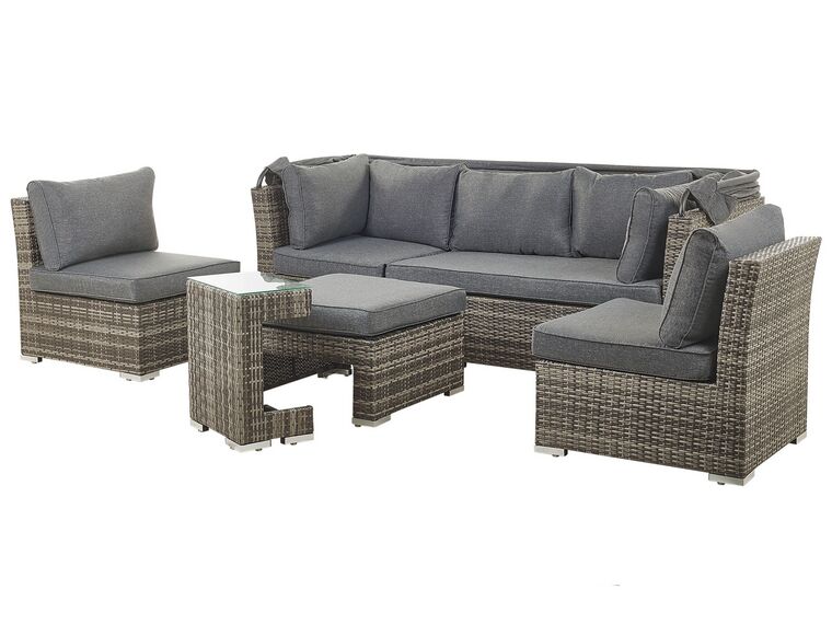 Conjunto de jardín 6 plazas modular gris