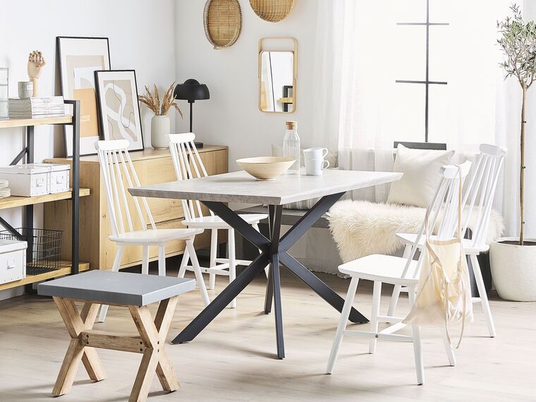 Mesa de comedor gris claro/negro 140 x 80 cm
