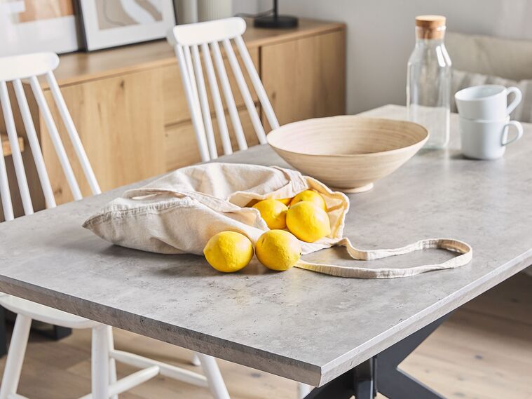 Mesa de comedor gris claro/negro 140 x 80 cm