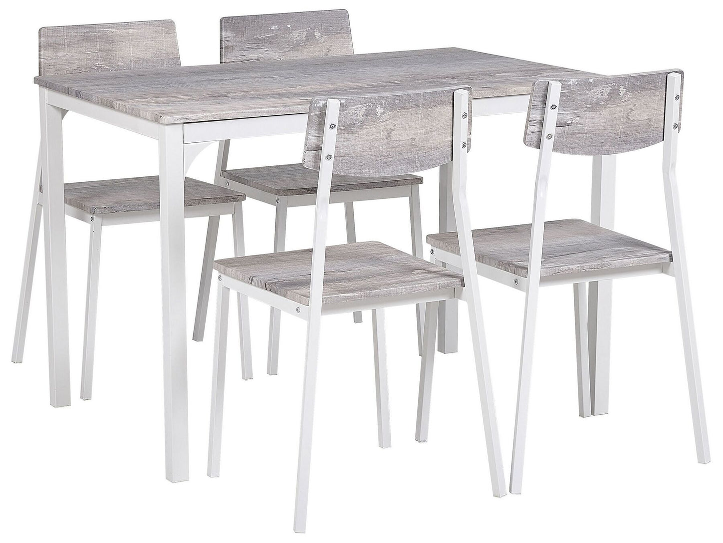 Conjunto de comedor 4 plazas gris claro/blanco
