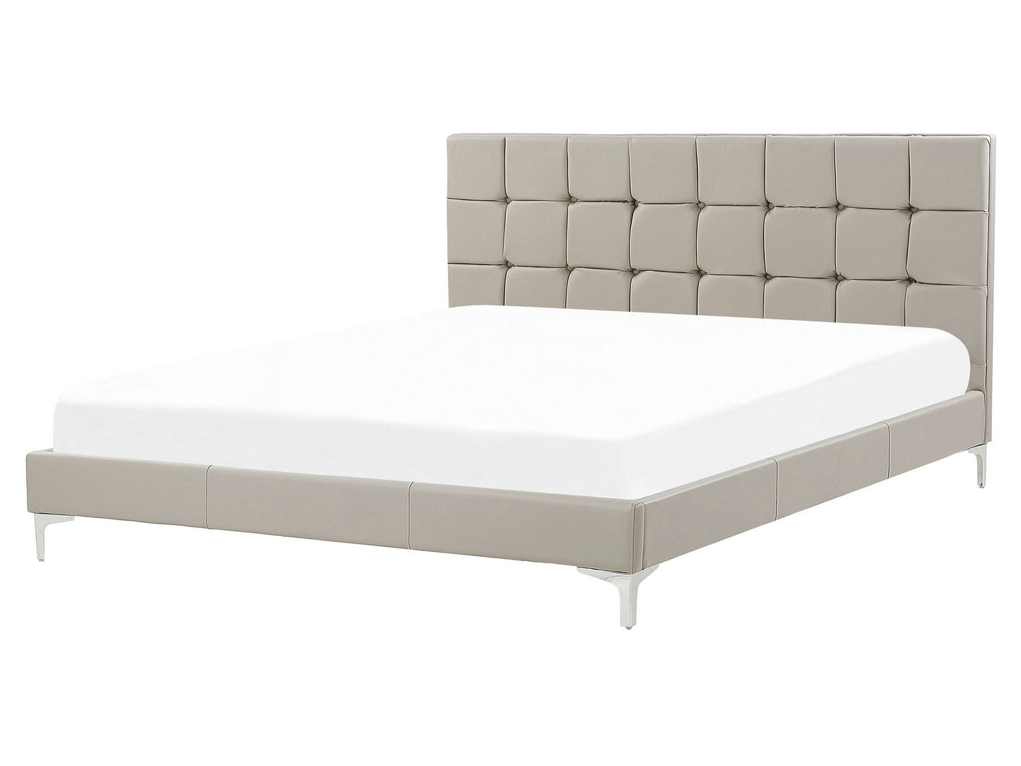 Cama con somier de piel sintética gris pardo 160 x 200 cm