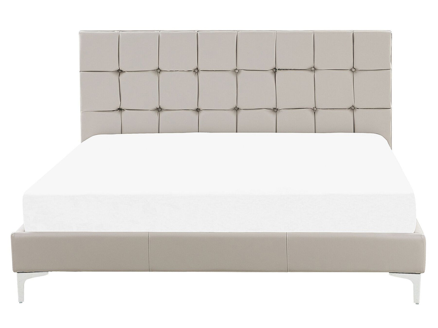 Cama con somier de piel sintética gris pardo 160 x 200 cm