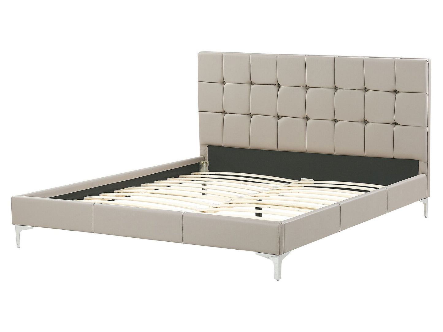 Cama con somier de piel sintética gris pardo 160 x 200 cm