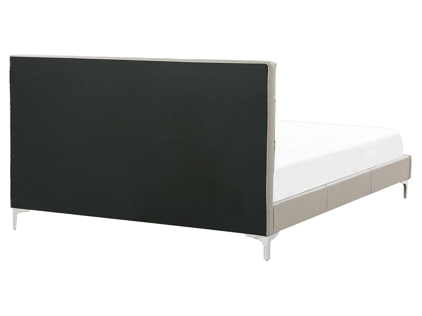 Cama con somier de piel sintética gris pardo 160 x 200 cm