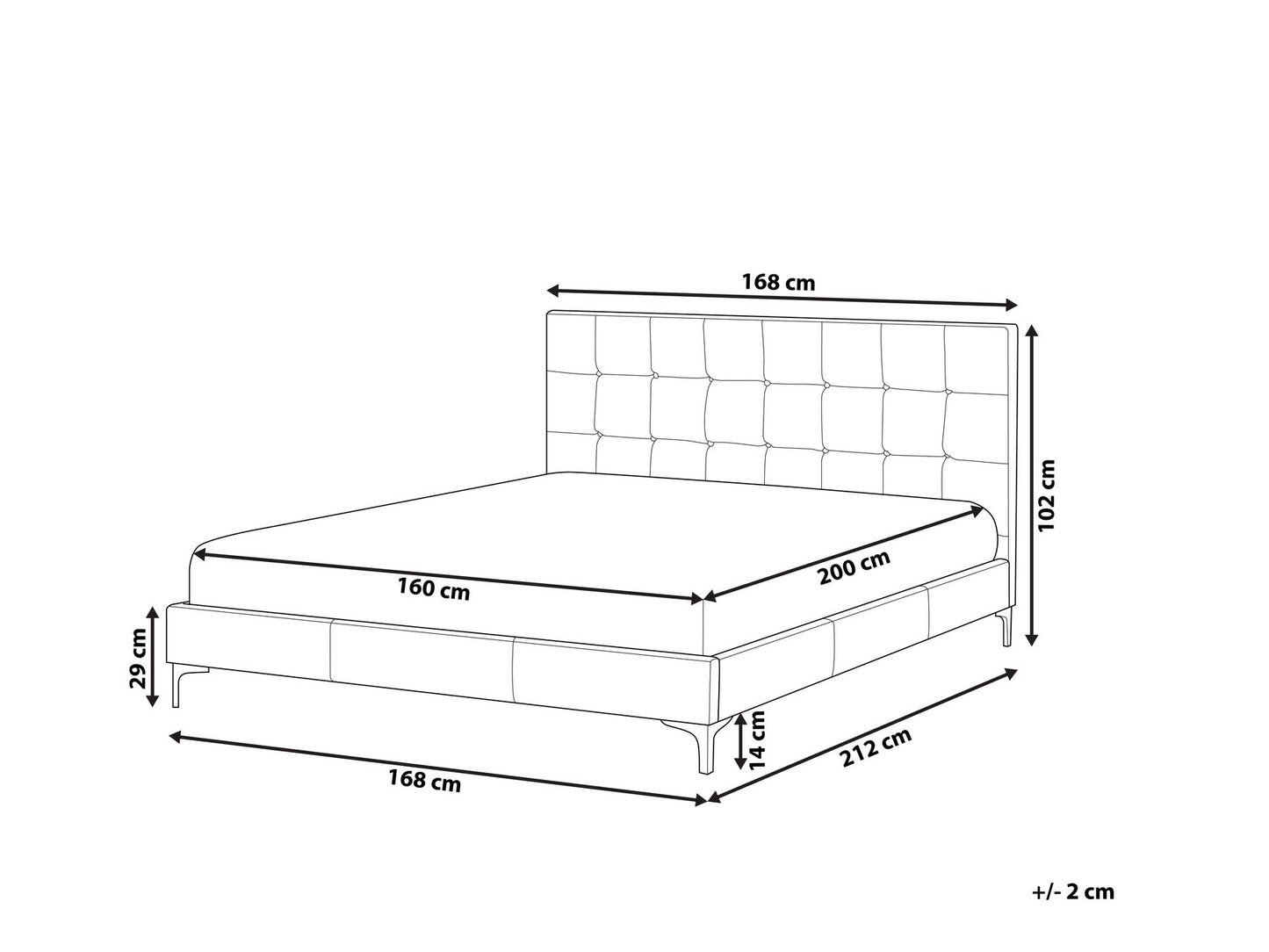 Cama con somier de piel sintética gris pardo 160 x 200 cm