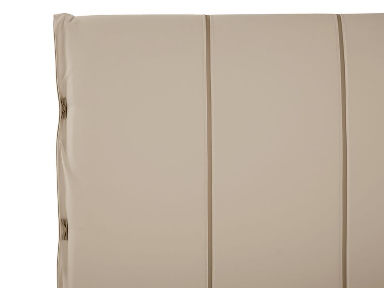 Cama con somier de piel sintética beige arena