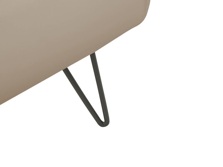 Cama con somier de piel sintética beige arena