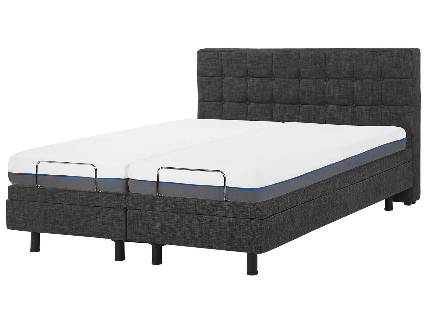 Cama articulada eléctrica de poliéster gris oscuro 160 x 200 cm