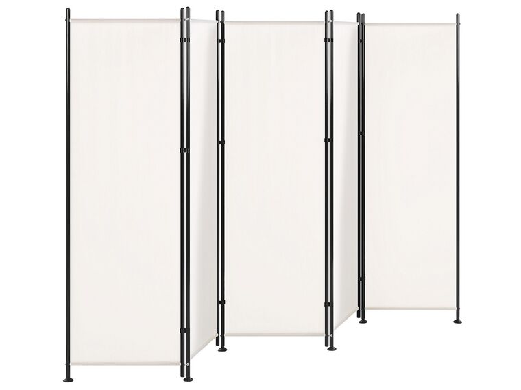 Biombo 5 paneles de poliéster blanco 170 x 270 cm