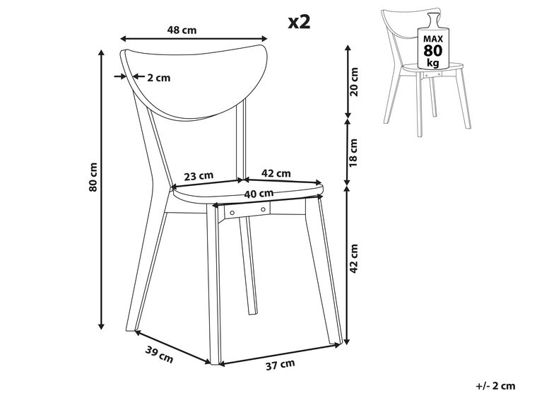 Conjunto de 2 sillas de comedor blancas