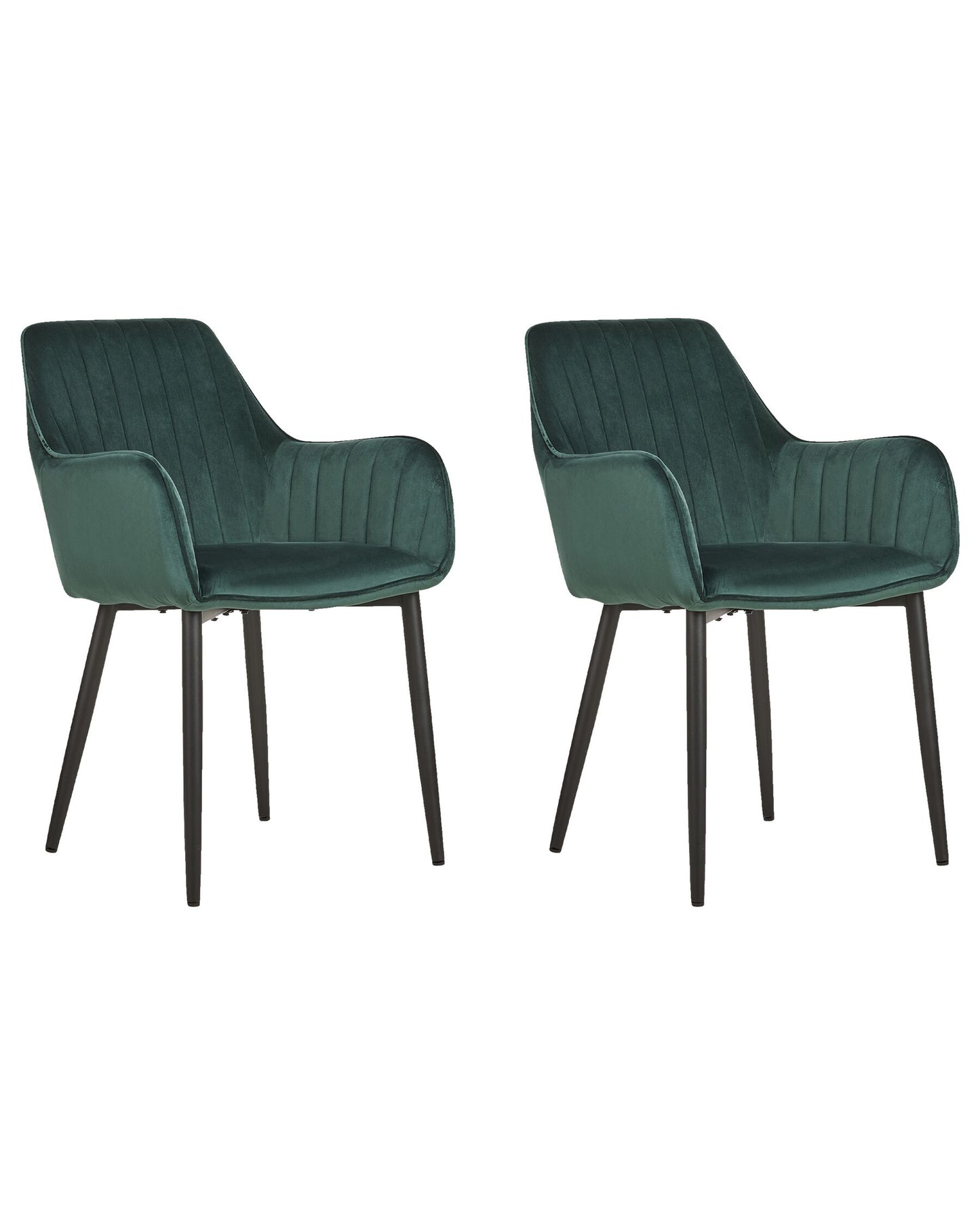 Conjunto de 2 Sillas de comedor de Terciopelo Verde oscuro