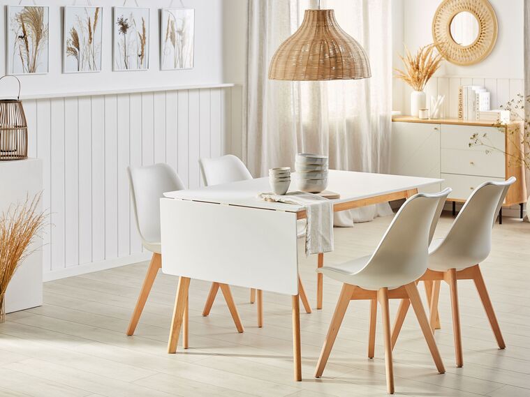 Mesa de comedor extensible blanco/madera clara