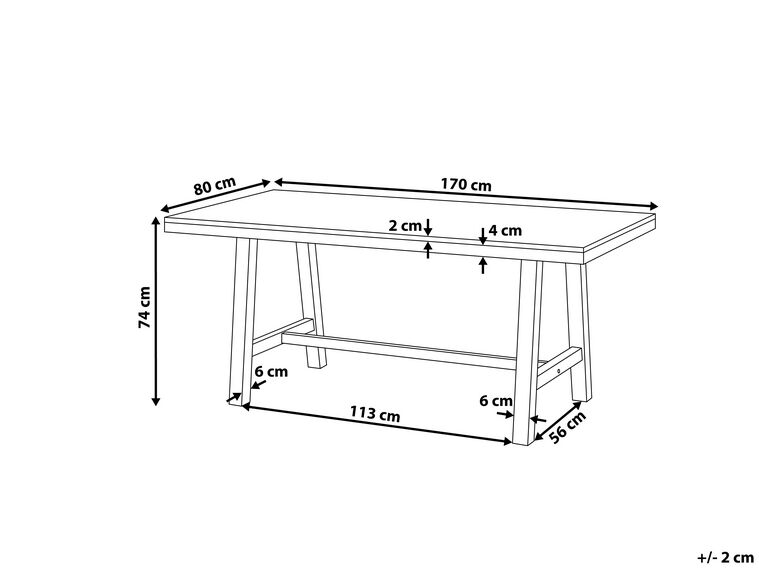 Mesa de comedor de madera de acacia clara/blanco