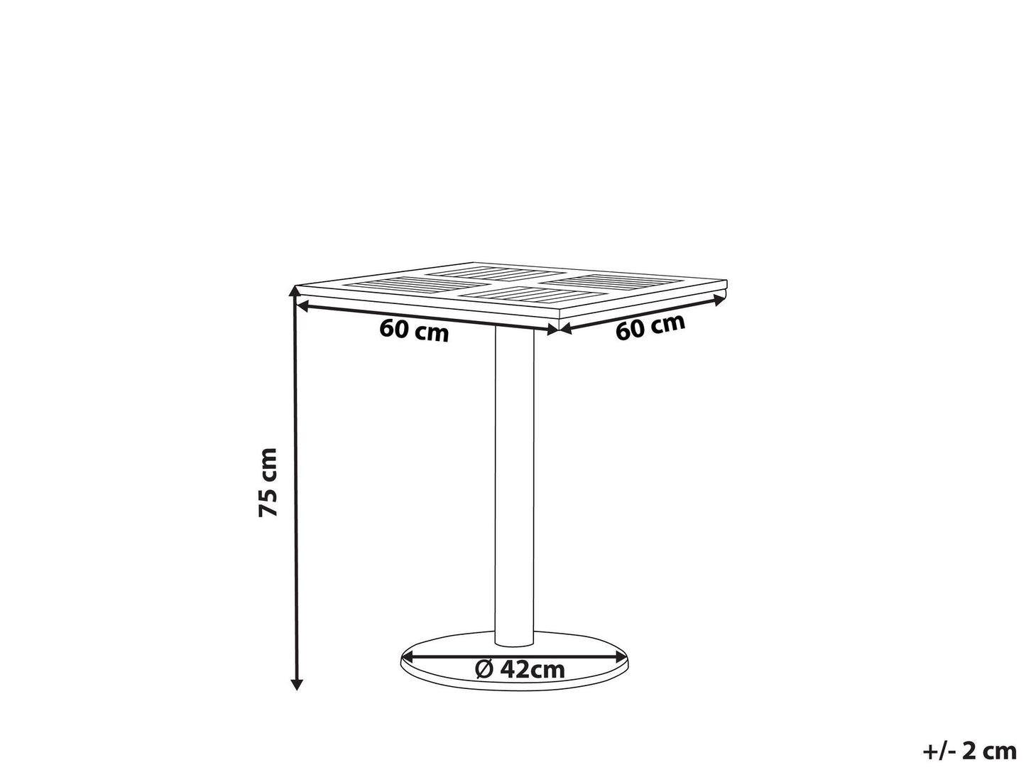 Mesa de jardín madera clara/negro 60 x 60 cm