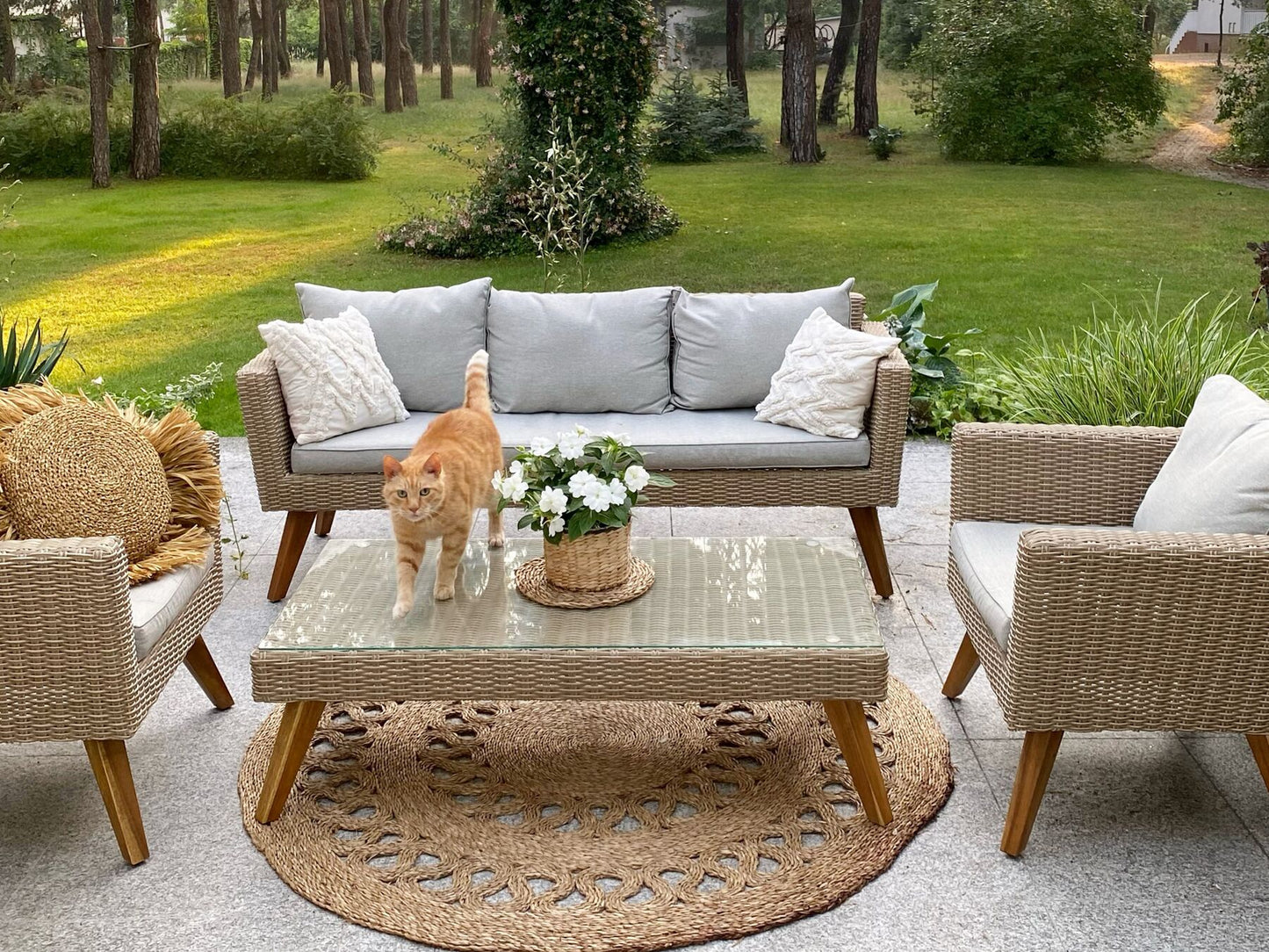 Conjunto de jardín Ratán sintético Gris