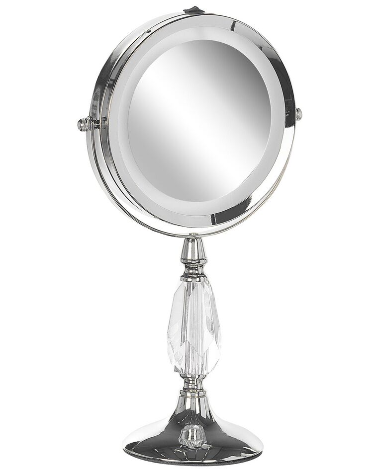 Espejo de maquillaje LED plateado ø 18 cm