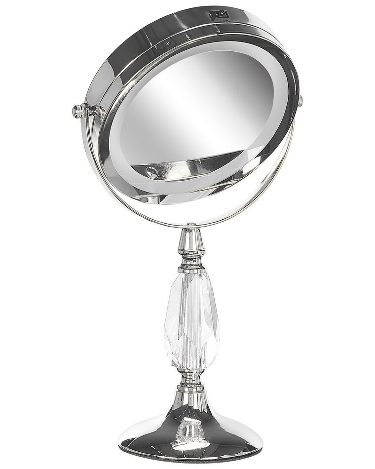 Espejo de maquillaje LED plateado ø 18 cm