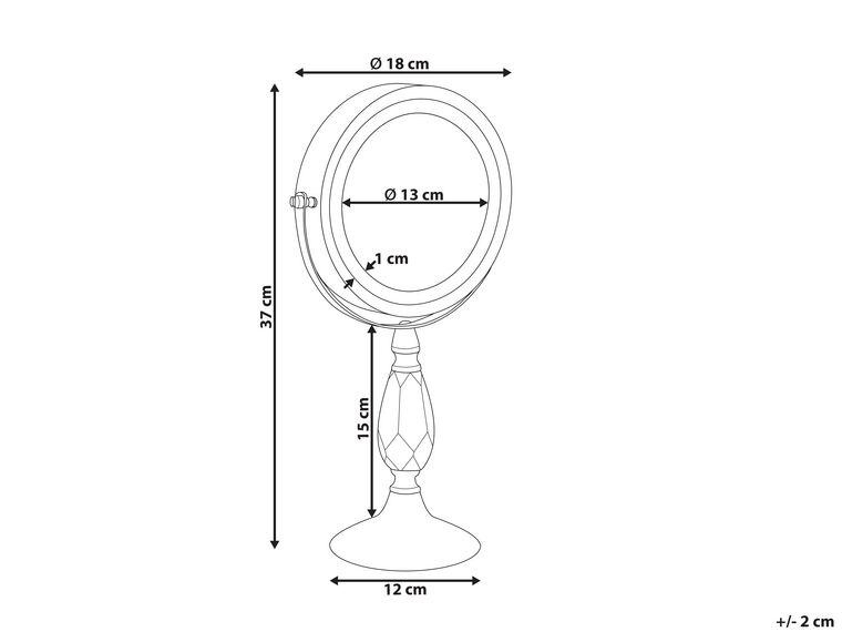 Espejo de maquillaje LED plateado ø 18 cm