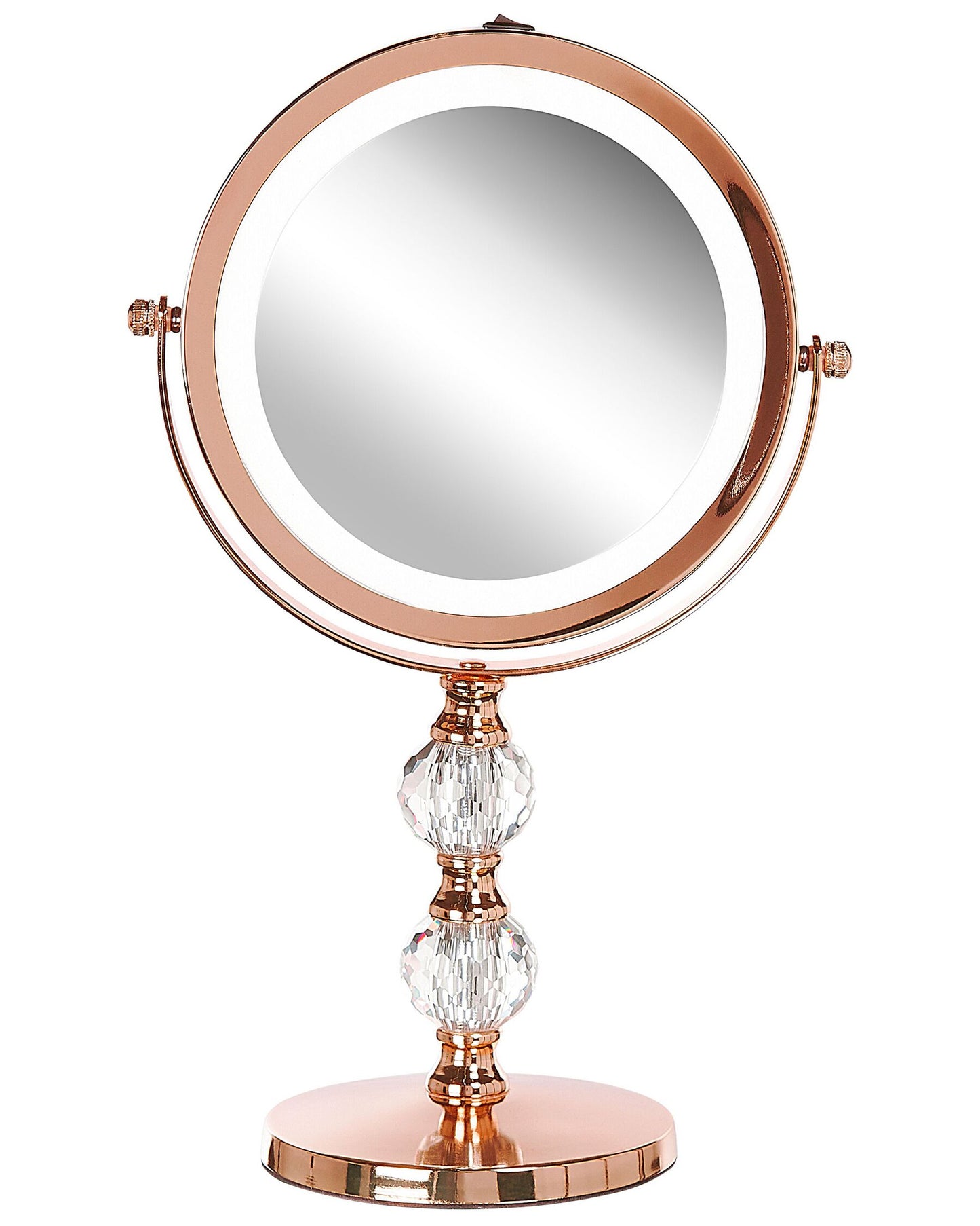Espejo de maquillaje LED rosa dorado ø 18 cm