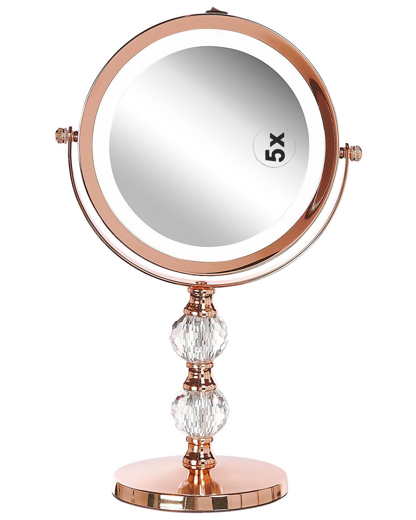 Espejo de maquillaje LED rosa dorado ø 18 cm