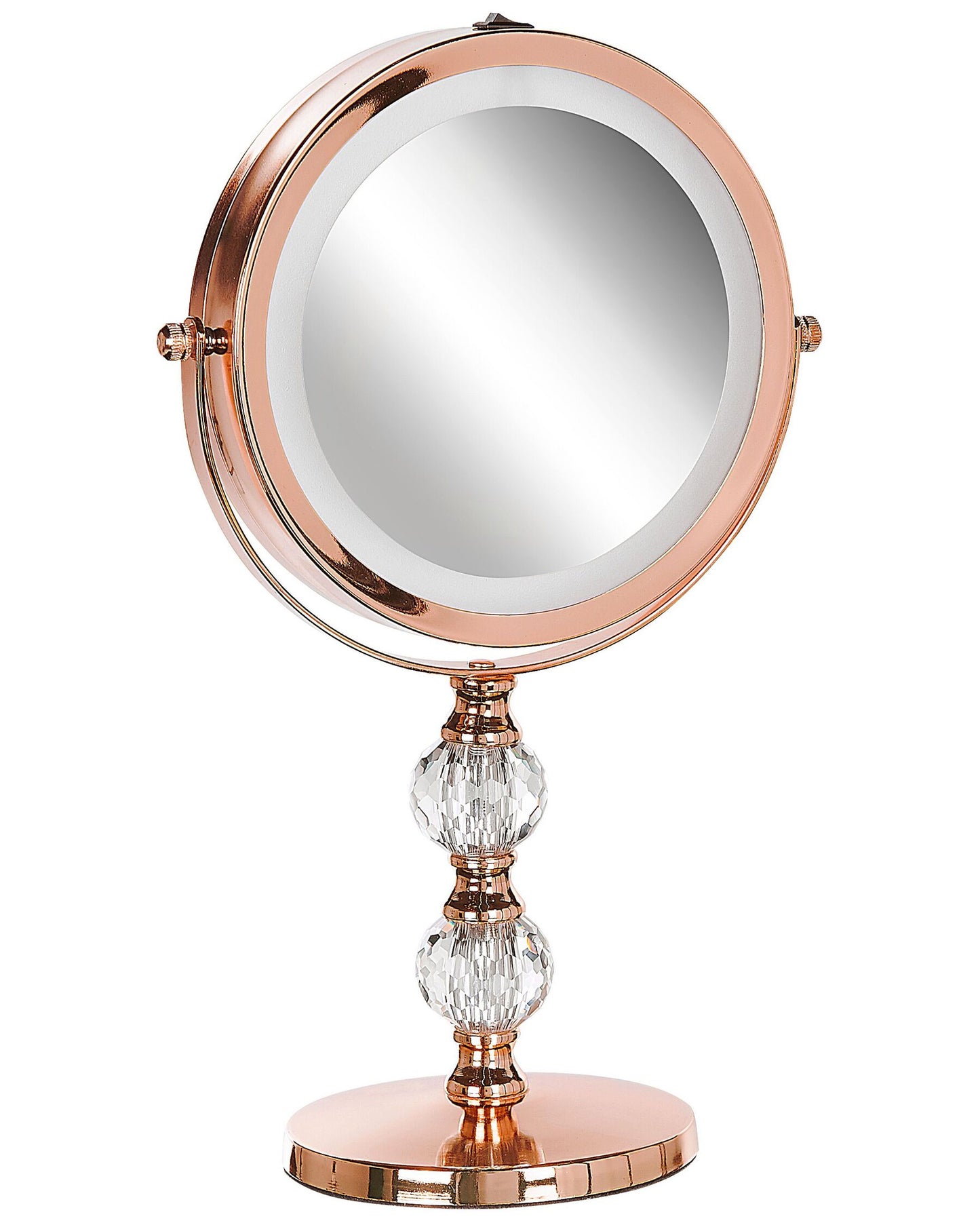 Espejo de maquillaje LED rosa dorado ø 18 cm