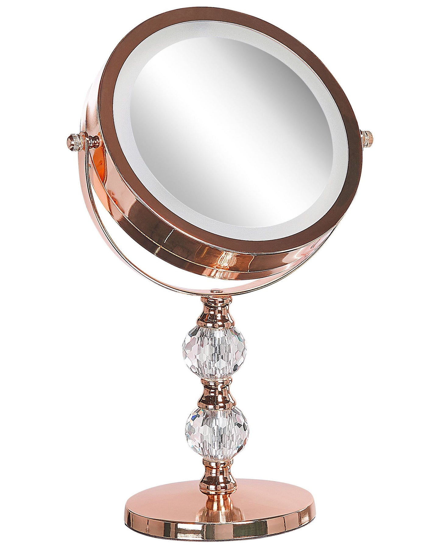 Espejo de maquillaje LED rosa dorado ø 18 cm