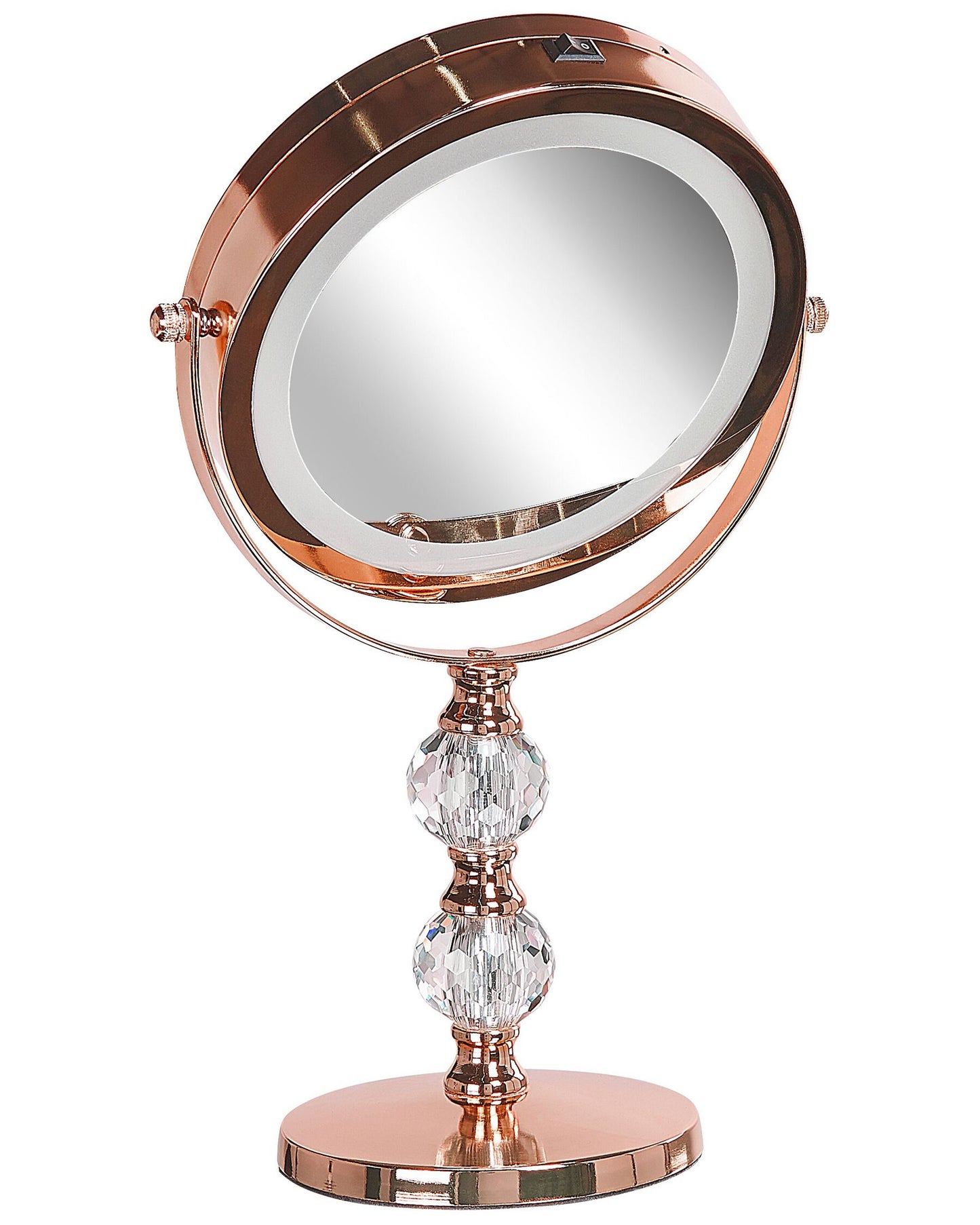 Espejo de maquillaje LED rosa dorado ø 18 cm
