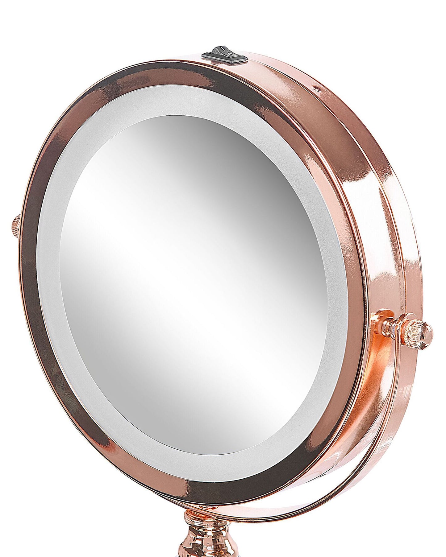 Espejo de maquillaje LED rosa dorado ø 18 cm