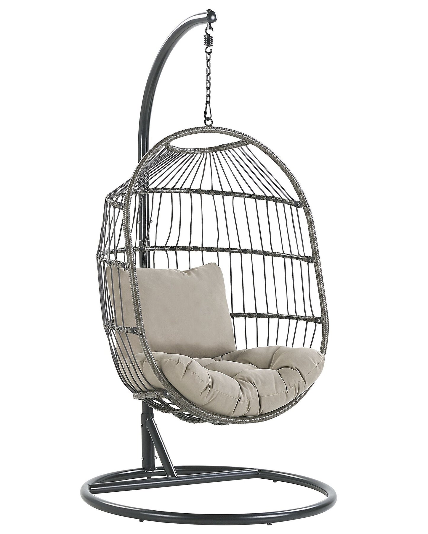 Silla colgante con soporte de ratán gris pardo/negro
