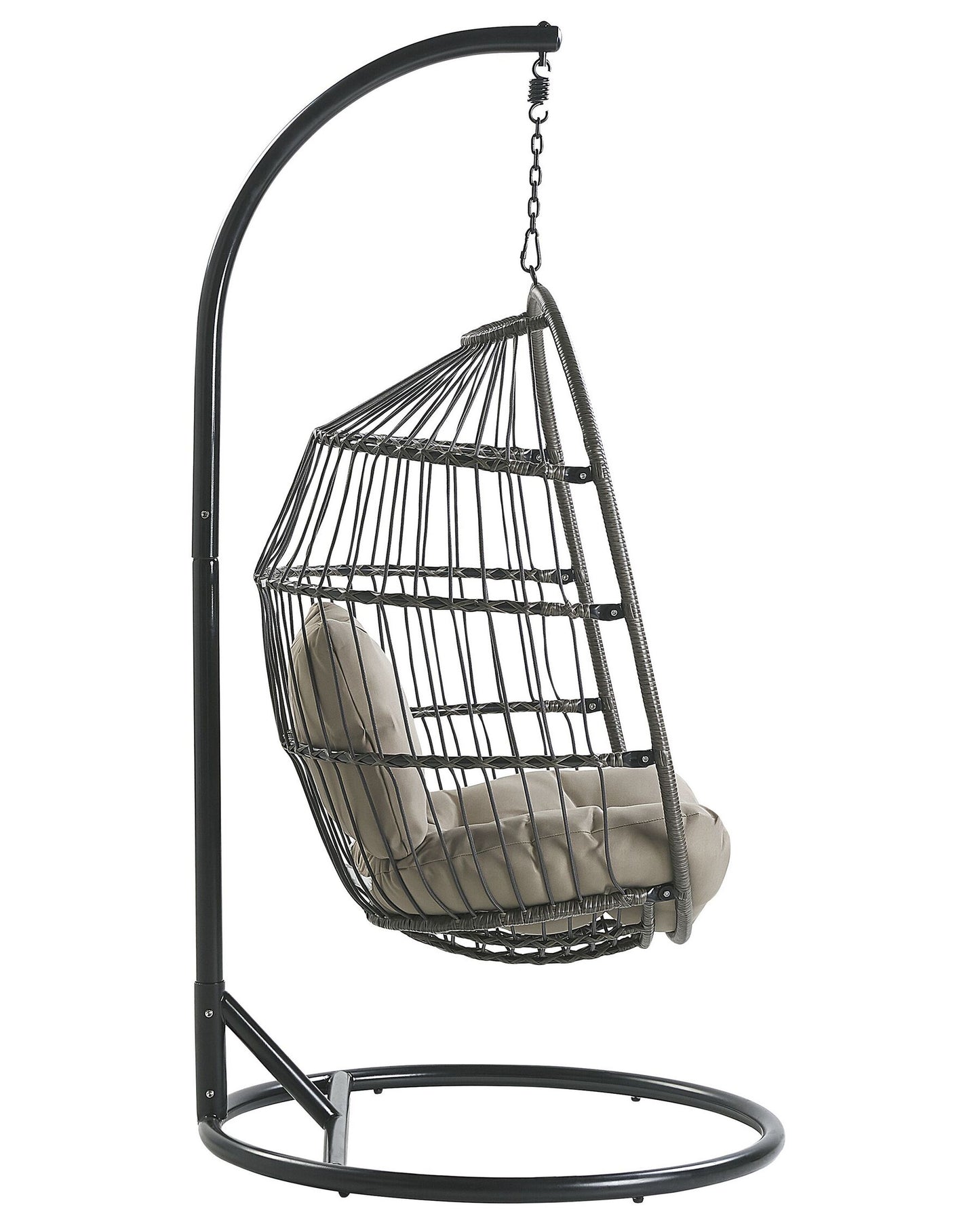 Silla colgante con soporte de ratán gris pardo/negro