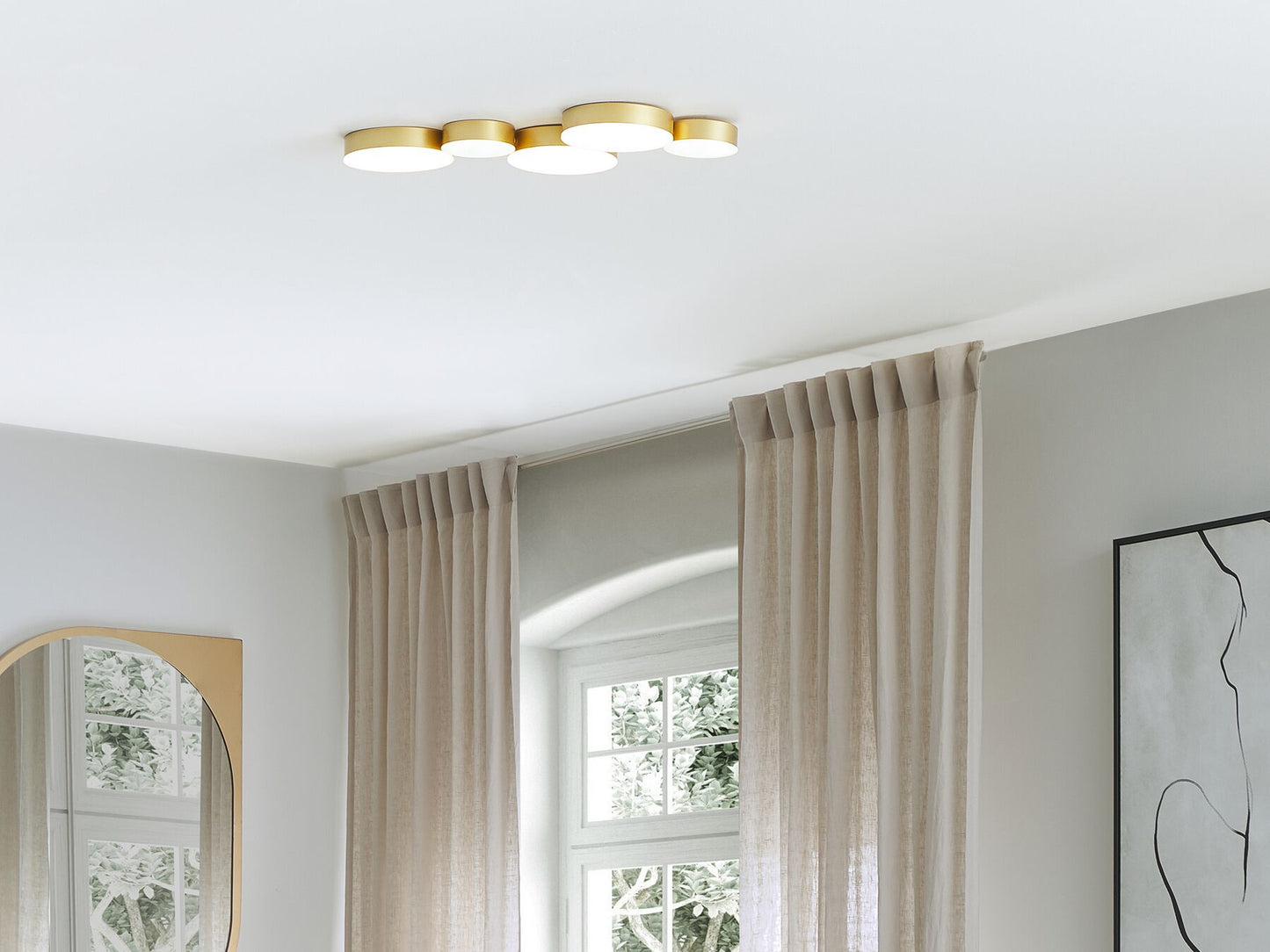 Lámpara de techo LED de metal dorado