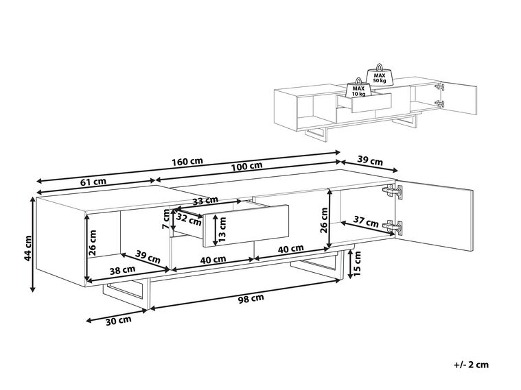 Mueble TV madera clara/negro